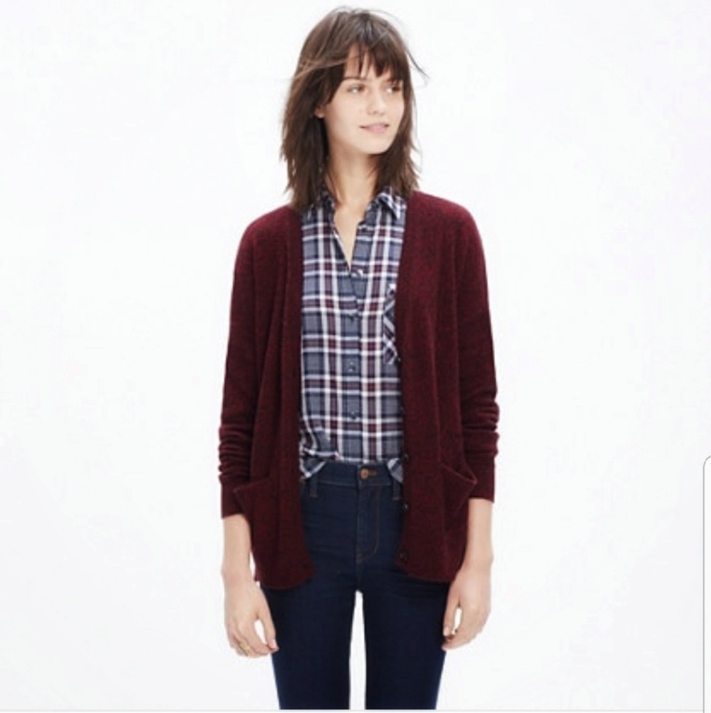Madewell Burgundy Seed Stitch Cardigan